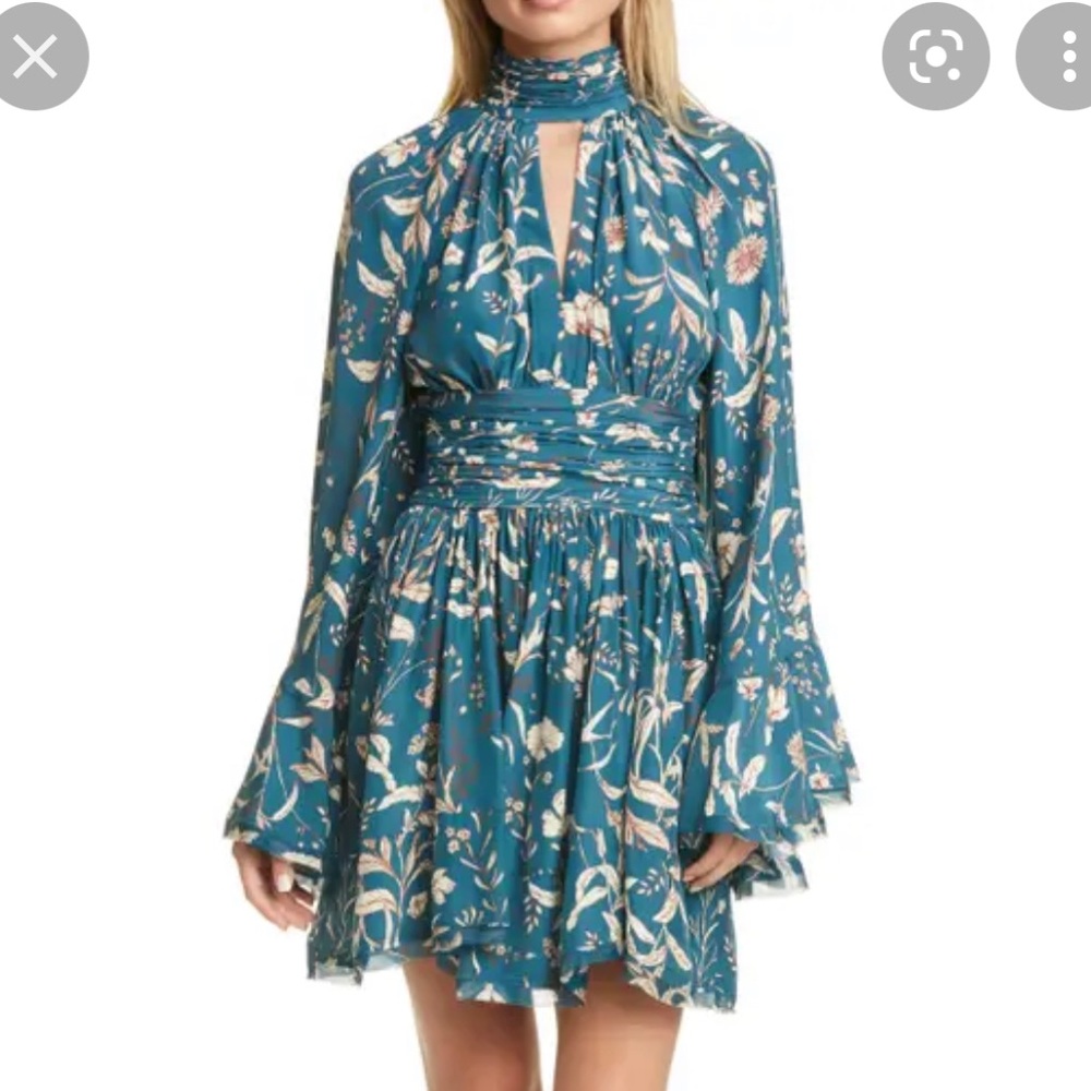 Amur pure silk kimono bell sleeve floral dress